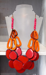 Load image into Gallery viewer, Petala Tagua Necklace - Red & Orange by Pretty Pink
