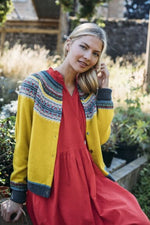 Load image into Gallery viewer, Alpine Short Cardigan - Piccalilli 100% Merino Lambswool designed by ERIBÉ Knitwear