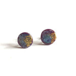 Load image into Gallery viewer, Flat Midi Glass Stud Earrings Handmade in Scotland by Helen Chalmers