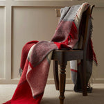 Load image into Gallery viewer, Block Check Throw Red & Slate - Pure New Wool Made in the UK by Tweedmill