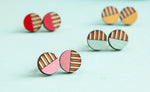 Load image into Gallery viewer, Birch Stripe Circle Stud Earrings Made in Scotland by Twiggd