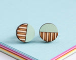 Load image into Gallery viewer, Birch Stripe Circle Stud Earrings Made in Scotland by Twiggd
