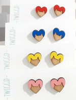 Load image into Gallery viewer, Cat Heart Studs Made in Scotland by Twiggd