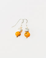 Load image into Gallery viewer, Pretty Pink Acai Seed / Silver Ceramic Cube Earrings