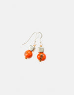 Load image into Gallery viewer, Pretty Pink Acai Seed / Silver Ceramic Cube Earrings