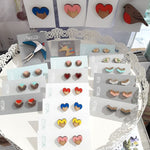 Load image into Gallery viewer, Cat Heart Studs Made in Scotland by Twiggd