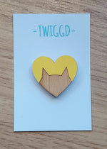 Load image into Gallery viewer, Cat Heart Brooch Made in Scotland by Twiggd