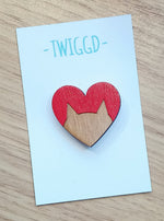 Load image into Gallery viewer, Cat Heart Brooch Made in Scotland by Twiggd