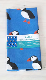 Load image into Gallery viewer, Puffin Tea Towel designed by Blue Ranchu Designs