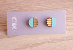 Load image into Gallery viewer, Birch Stripe Circle Stud Earrings Made in Scotland by Twiggd