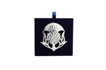 Load image into Gallery viewer, Large Thistle Plaid Brooches Made in Scotland by Pewtermill