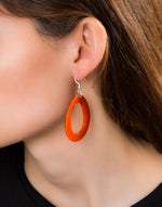 Load image into Gallery viewer, Loop Tagua Nut Earrings Made by Pretty Pink Eco Jewellery