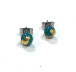 Load image into Gallery viewer, Mini Glass Stud Earrings with 24ct Gold Leaf Handmade by Helen Chalmers