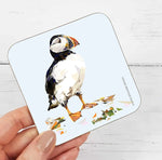 Load image into Gallery viewer, Puffin Hard Wood Coasters Illustrated by Jennifer Louise Design