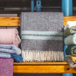 Load image into Gallery viewer, Fishbone 2 Stripe Knee Blanket - Pure New Wool Made in the UK by Tweedmill