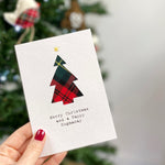 Load image into Gallery viewer, Hand Stitched Tartan Tree Christmas Card made by Hiyapal