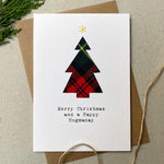 Load image into Gallery viewer, Hand Stitched Tartan Tree Christmas Card made by Hiyapal