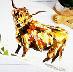Load image into Gallery viewer, Highland Cow Tea Towel Illustrated by Louise Jennifer Design