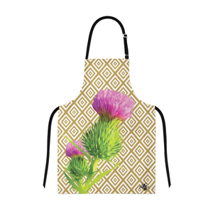 Thistle Apron with geometric art deco pattern in gold 