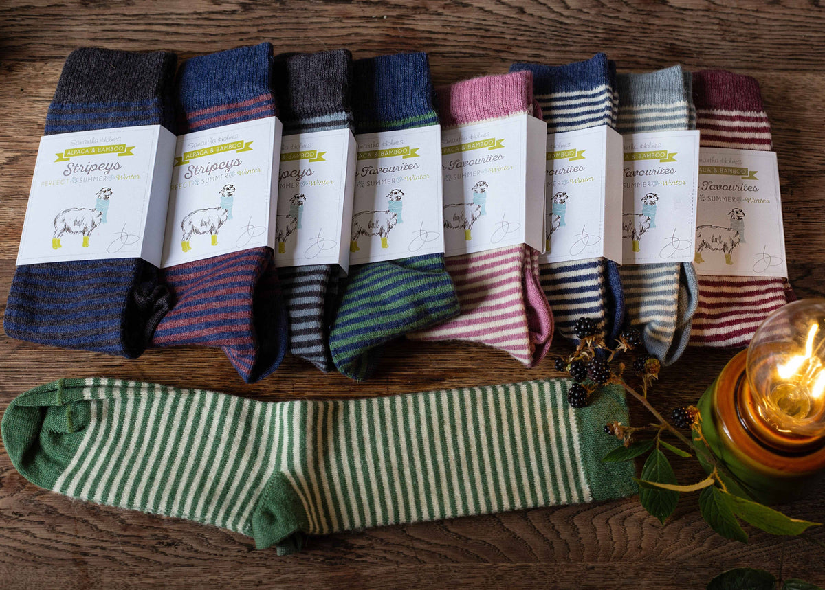 Ladies Alpaca Stripey Socks