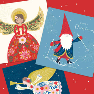 Season's Greetings Floral Dove Christmas Card by Klara Hawkins