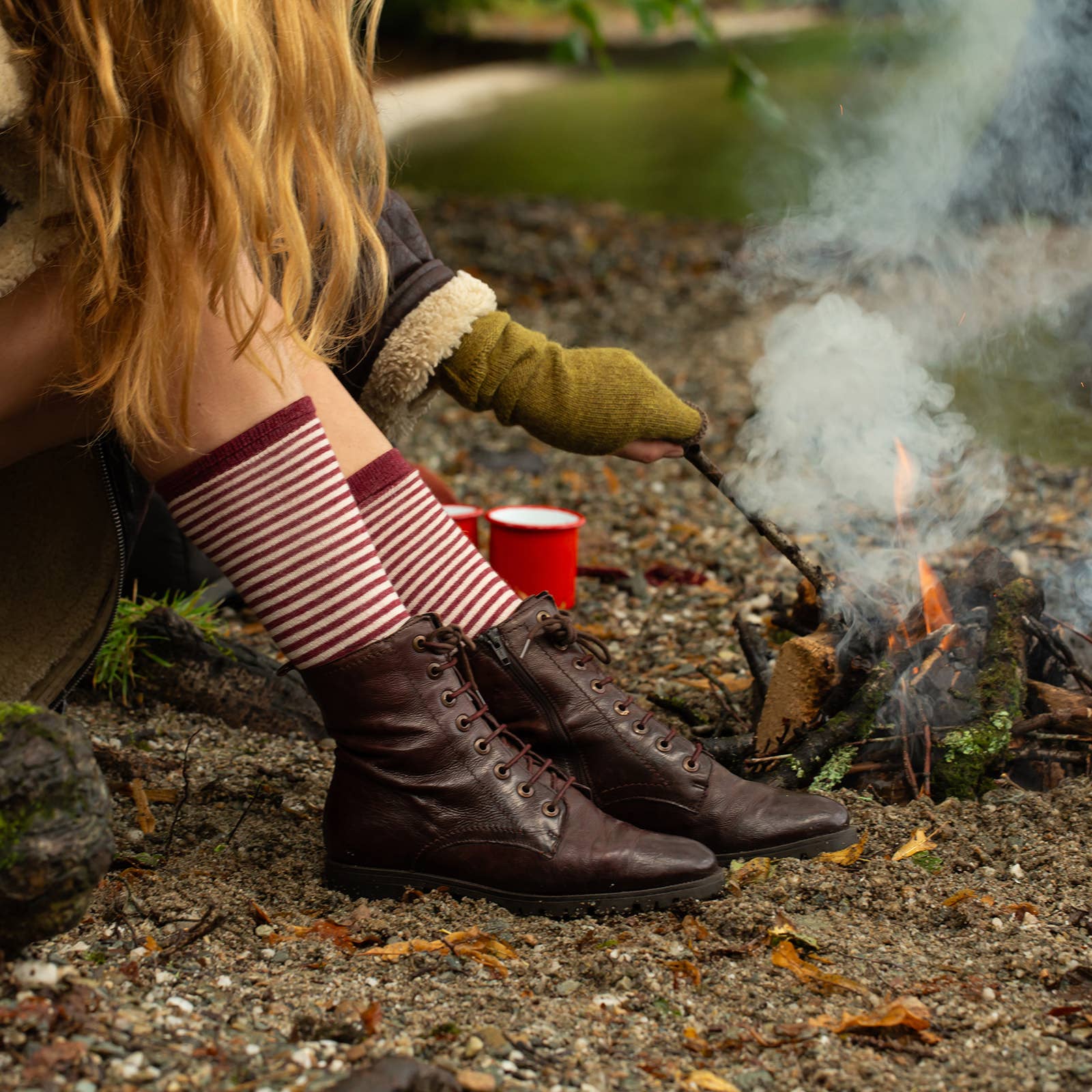 Ladies Alpaca Stripey Socks