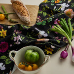 Load image into Gallery viewer, Bountiful Blooms - Tea Towel - Black, designed by Catherine Lewis
