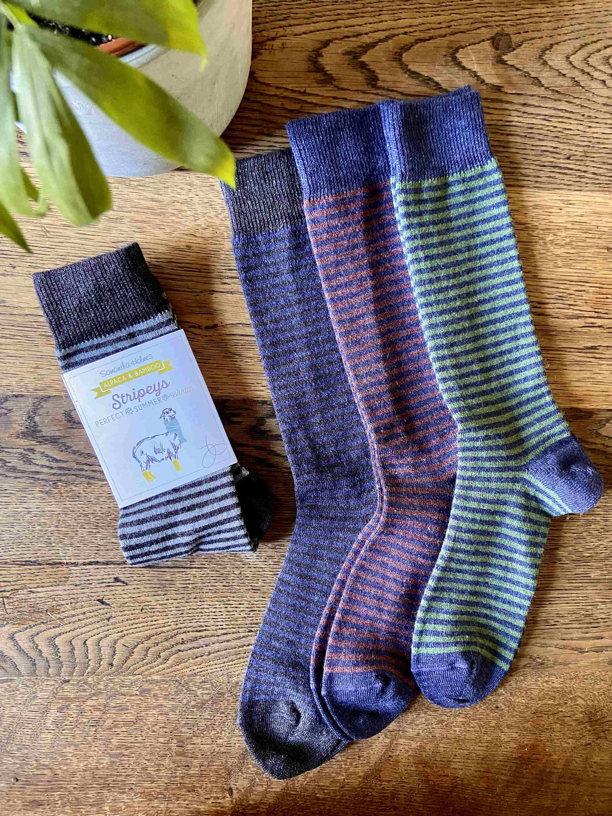 Ladies Alpaca Stripey Socks