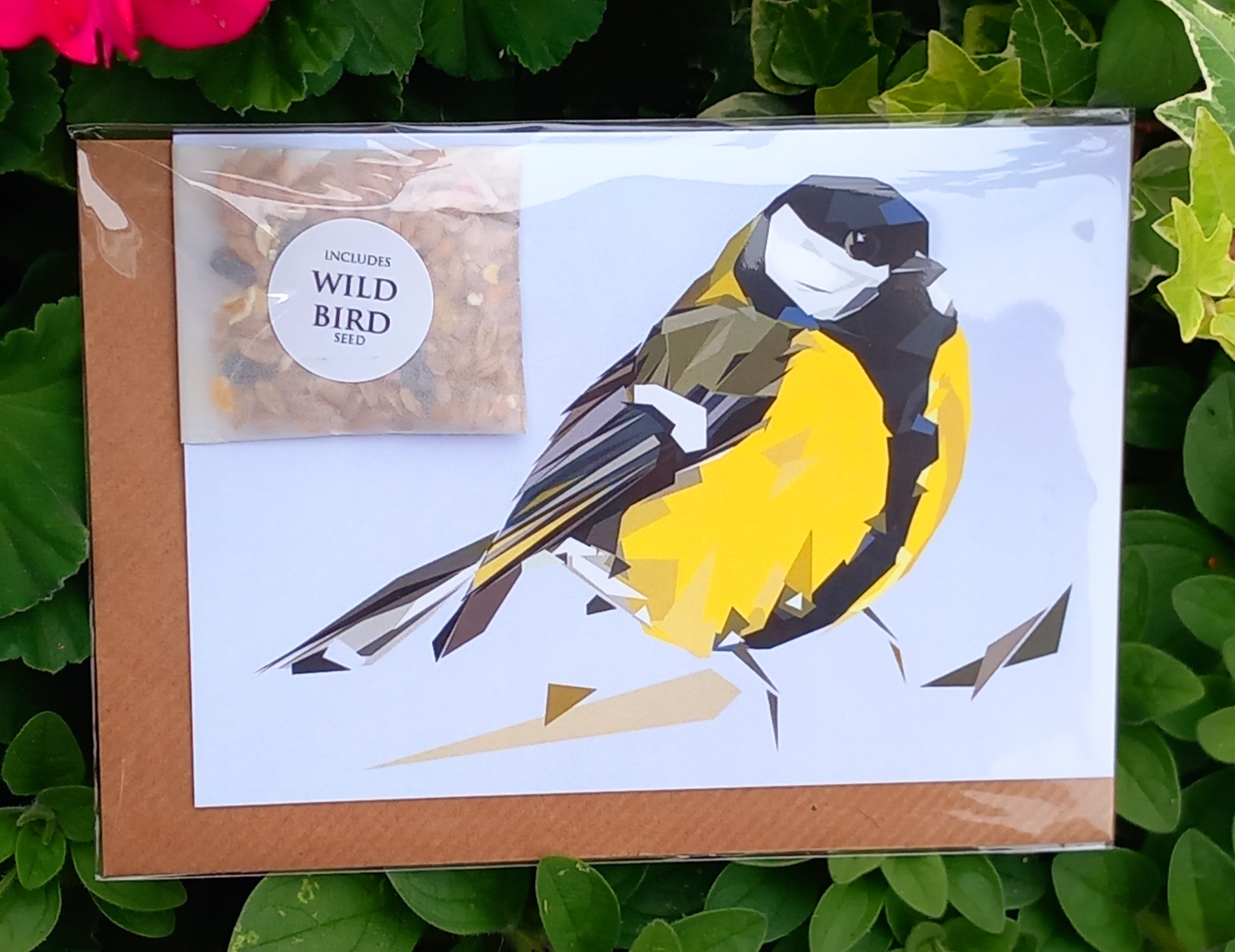 GREAT TIT - Mixed Flower Seed Cards by Louise Jennifer Design