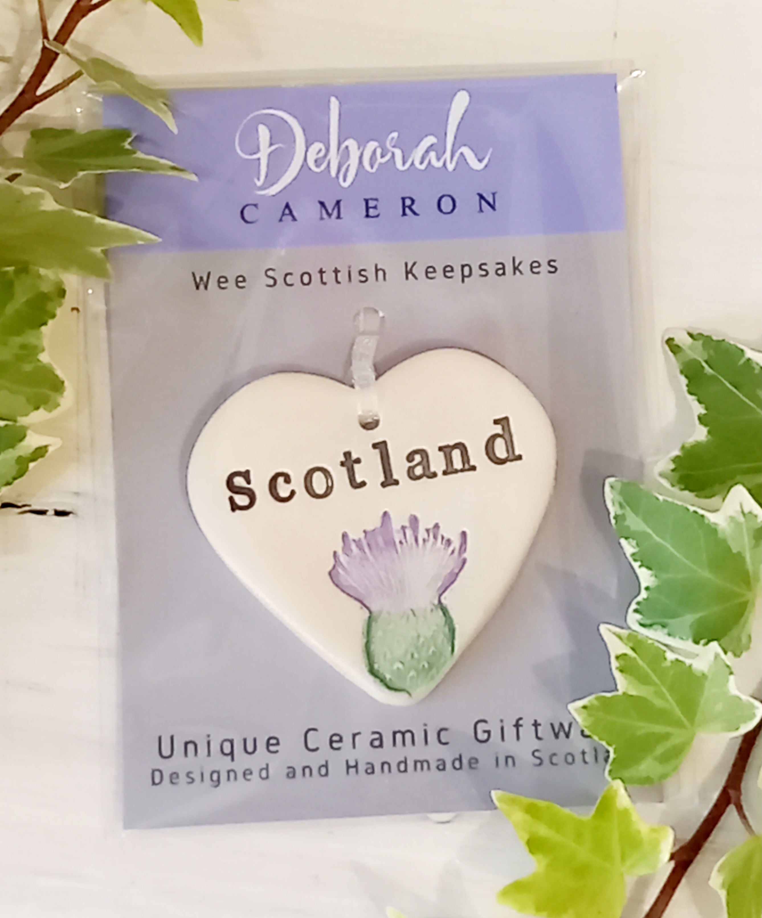 'SCOTLAND' Wee Scottish Keepsake Heart - Handmade Ceramics by Deborah Cameron - Made in Scotland