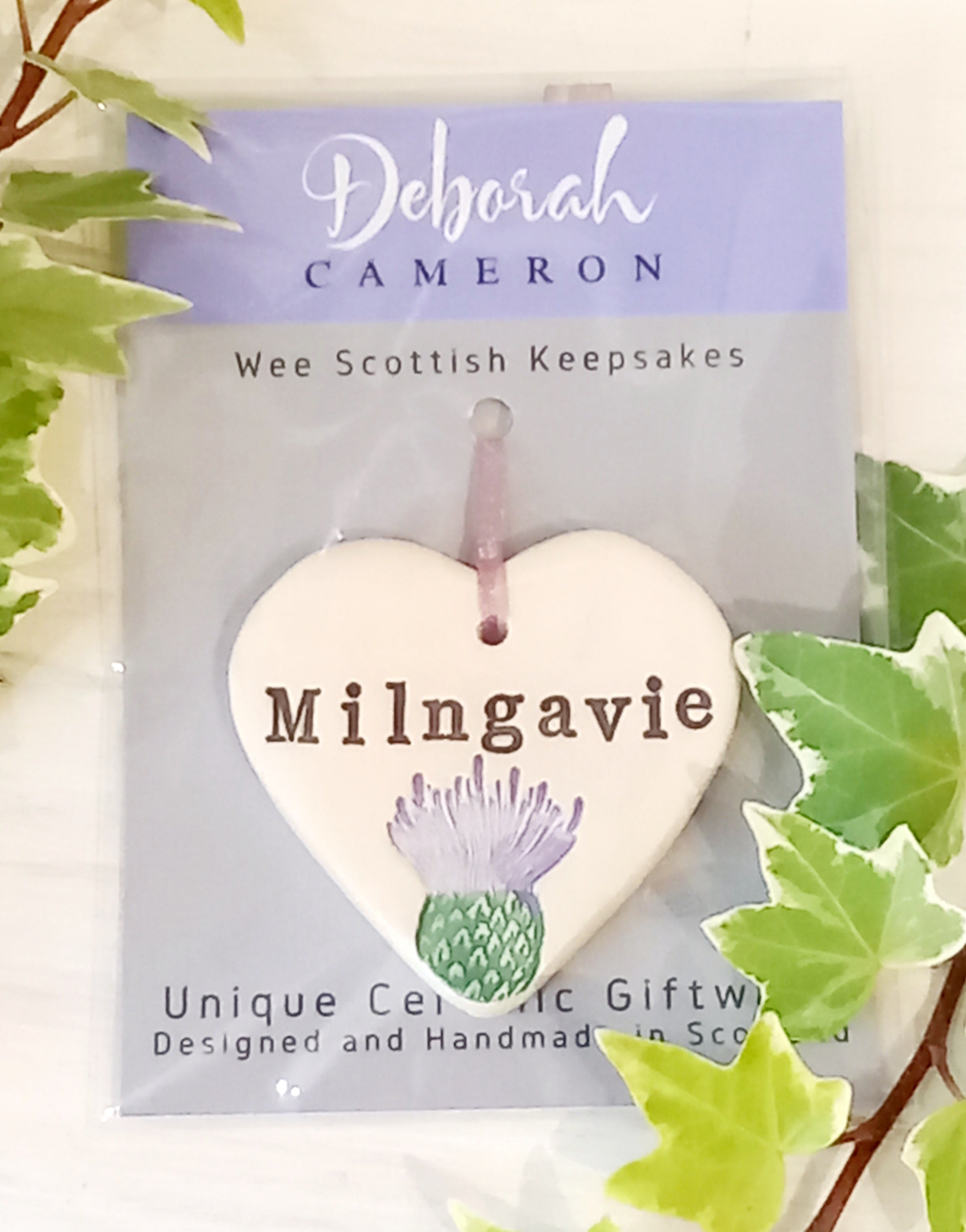 'MILNGAVIE' Wee Scottish Keepsake Heart - Handmade Ceramics by Deborah Cameron - Made in Scotland