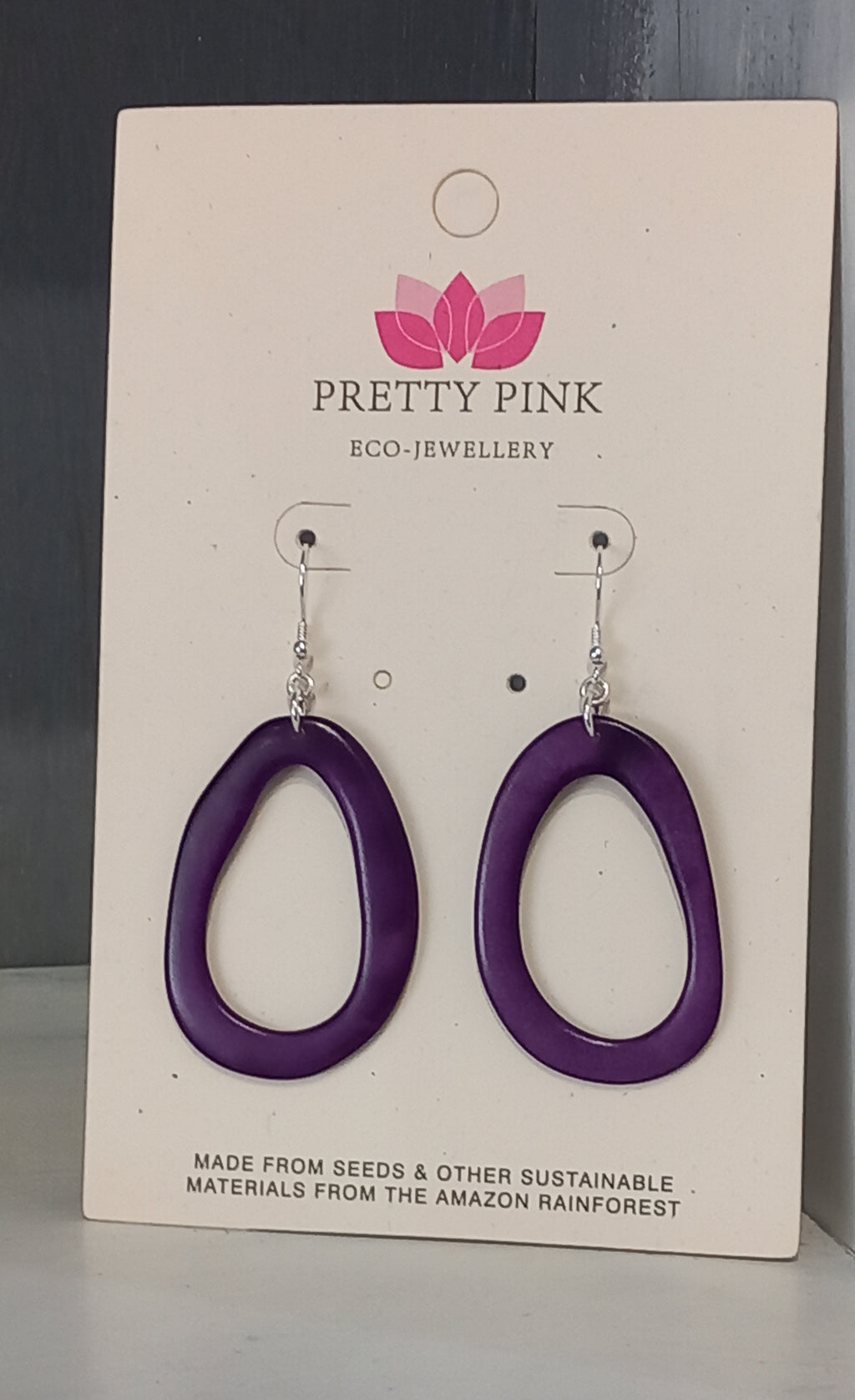 Loop Tagua Nut Earrings Made by Pretty Pink Eco Jewellery