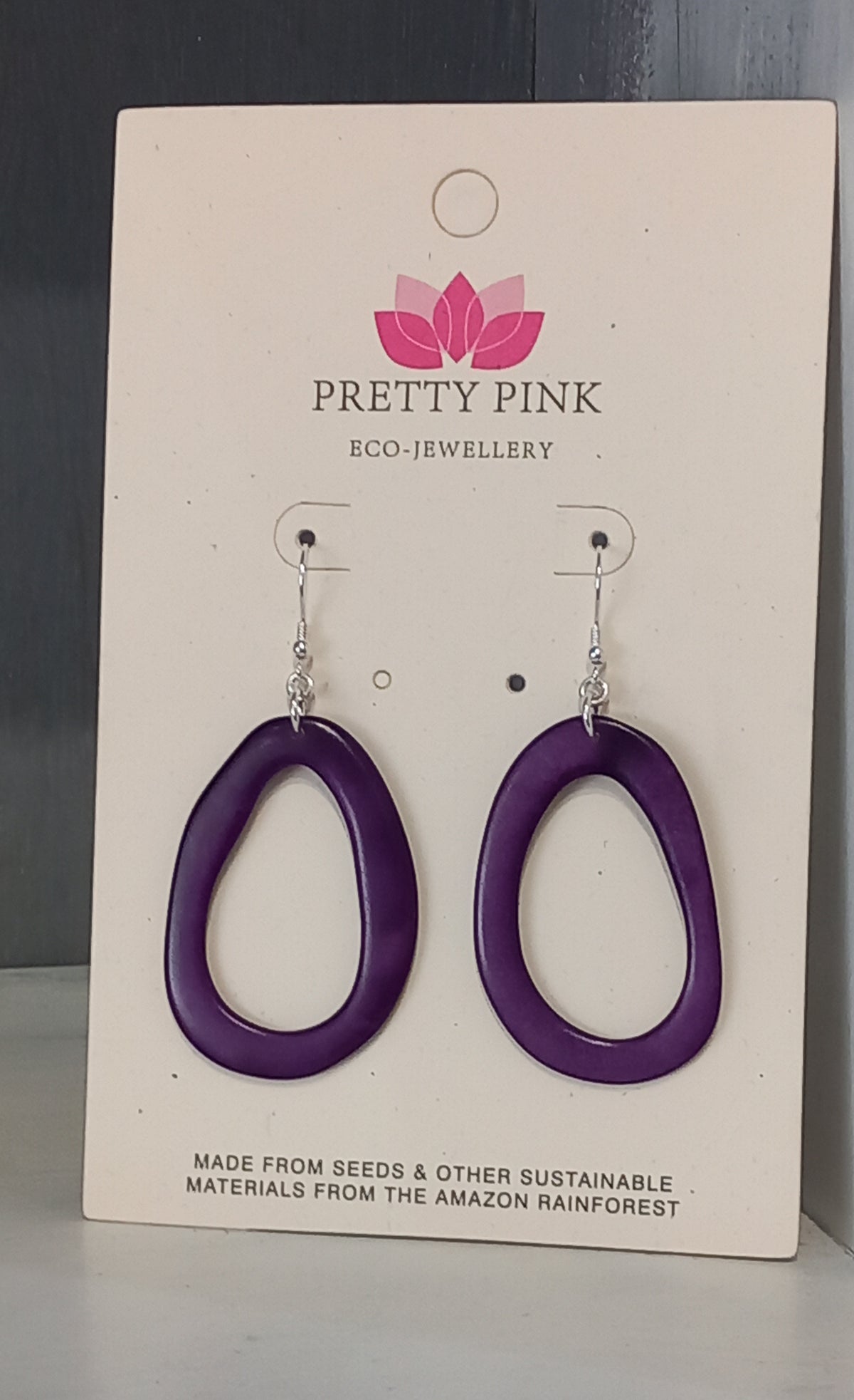 Loop Tagua Nut Earrings Made by Pretty Pink Eco Jewellery