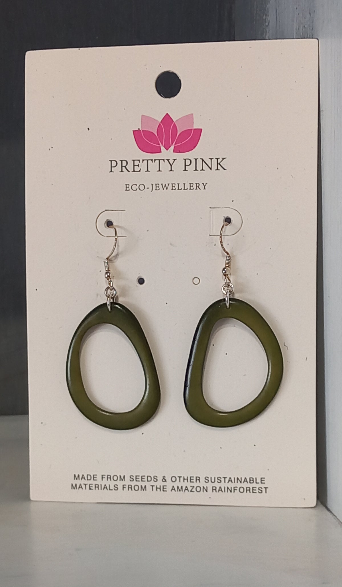 Loop Tagua Nut Earrings Made by Pretty Pink Eco Jewellery