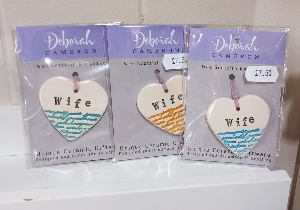 'Words' Relation Keepsake Hearts Handmade Ceramics by Deborah Cameron - Made in Scotland