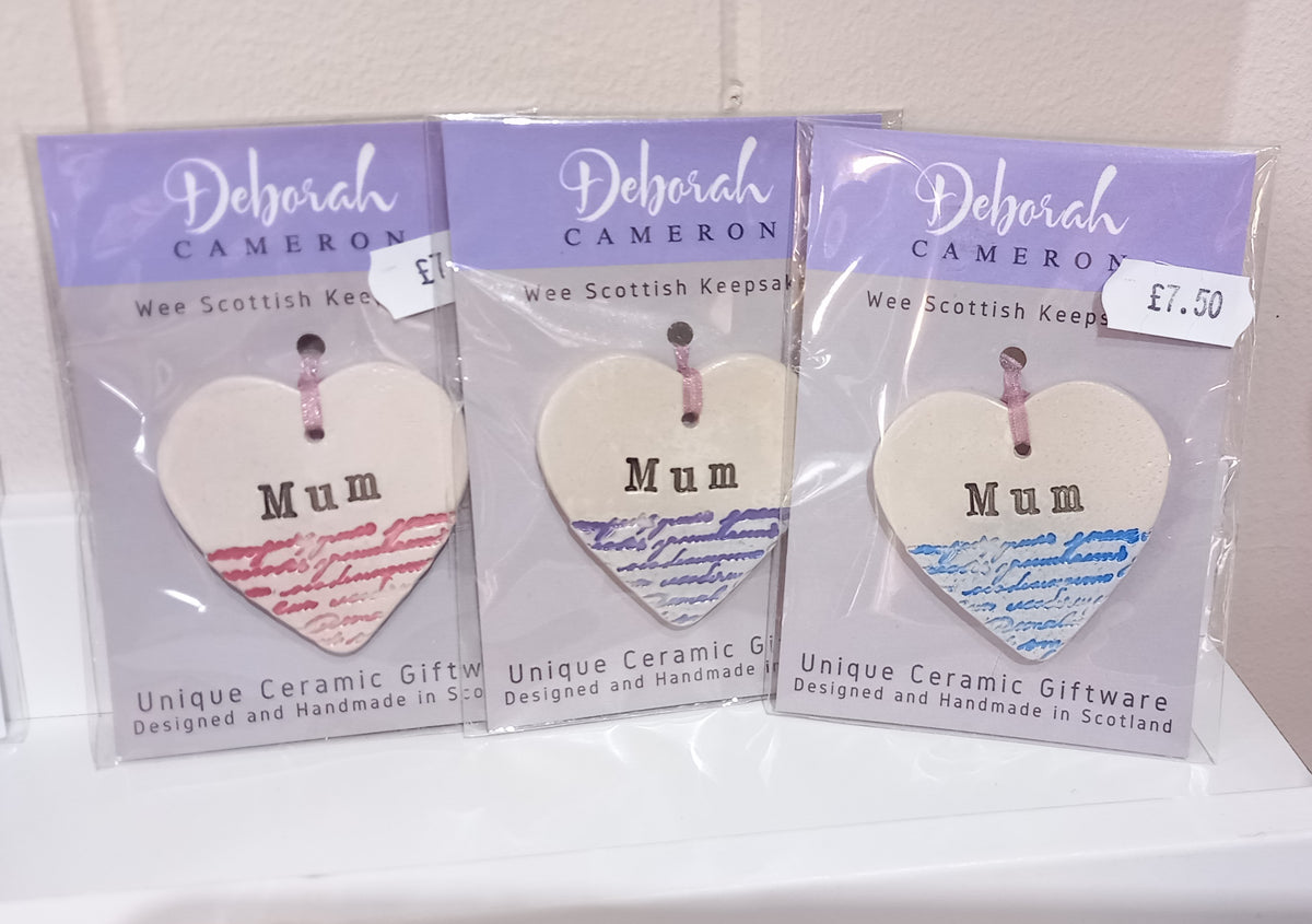 'Words' Relation Keepsake Hearts Handmade Ceramics by Deborah Cameron - Made in Scotland
