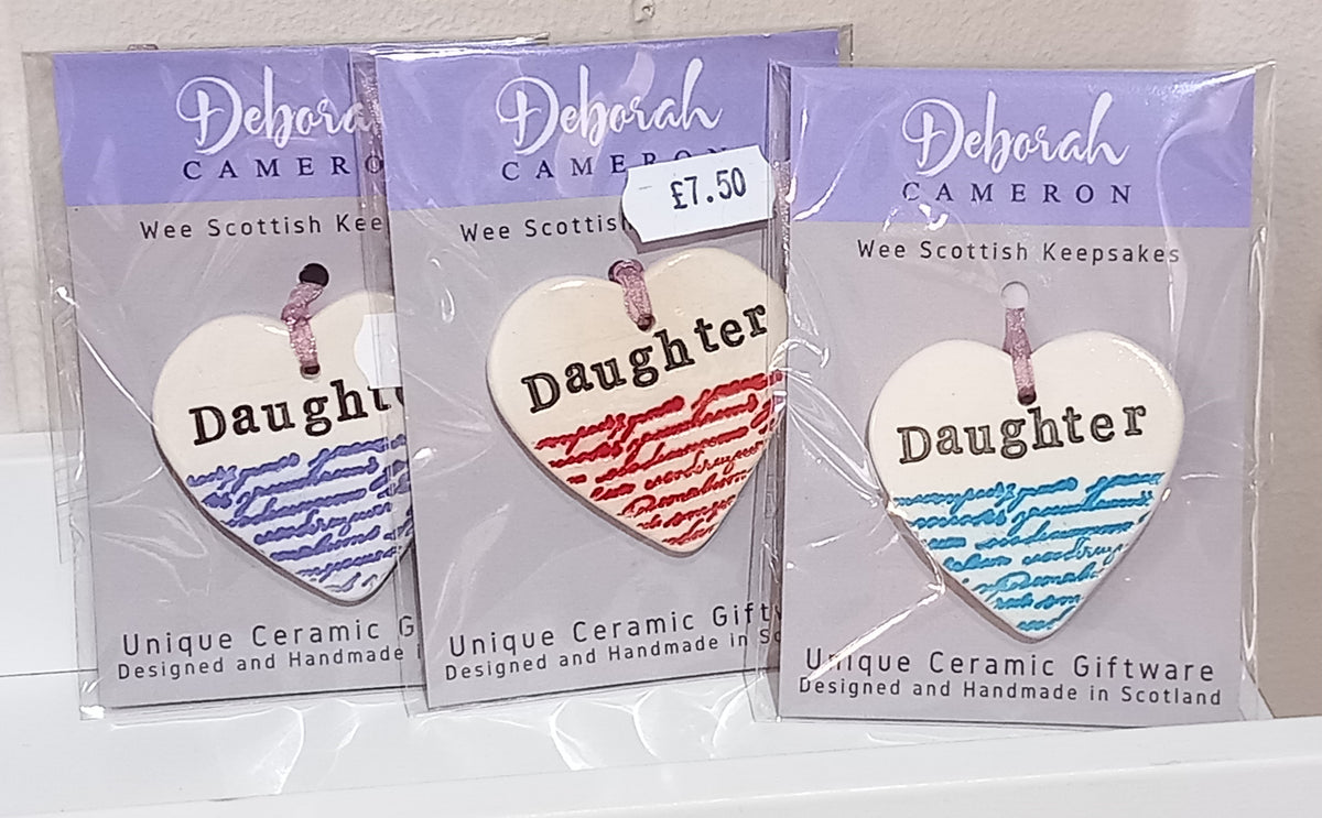 'Words' Relation Keepsake Hearts Handmade Ceramics by Deborah Cameron - Made in Scotland