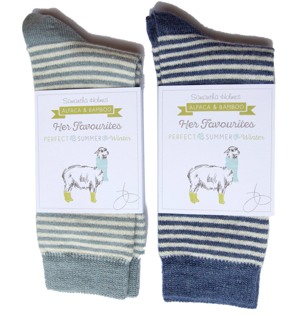 Ladies Alpaca Stripey Socks