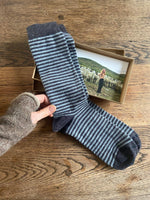 Load image into Gallery viewer, NEW Men’s Alpaca Stripe Socks - Charcoal by Samantha Holmes
