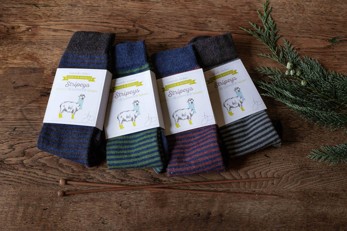 Ladies Alpaca Stripey Socks