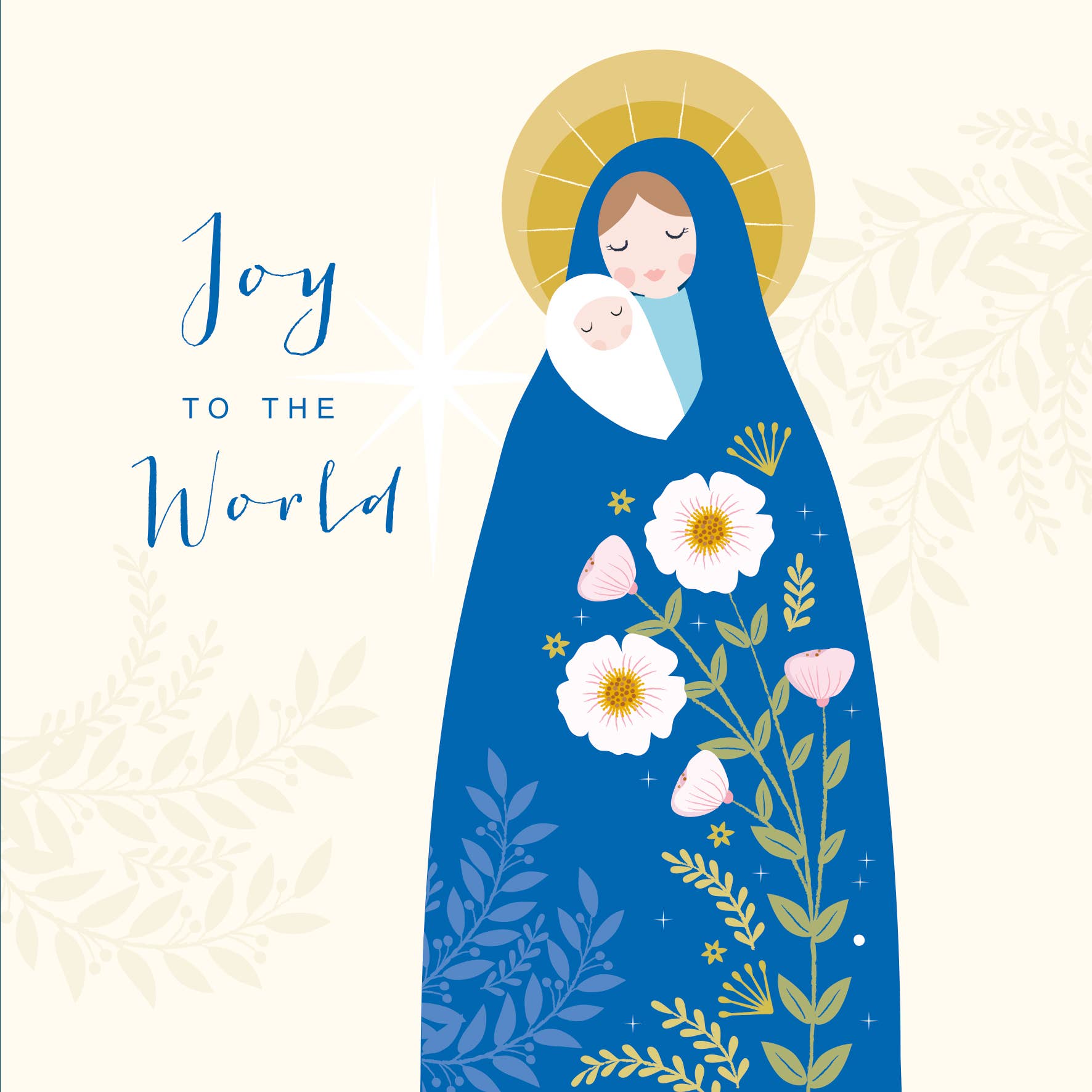 Joy To The World Mary and Jesus Religious Christmas Card