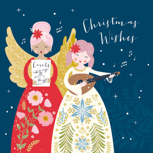 Christmas Angel Duo Christmas Card by Klara Hawkins