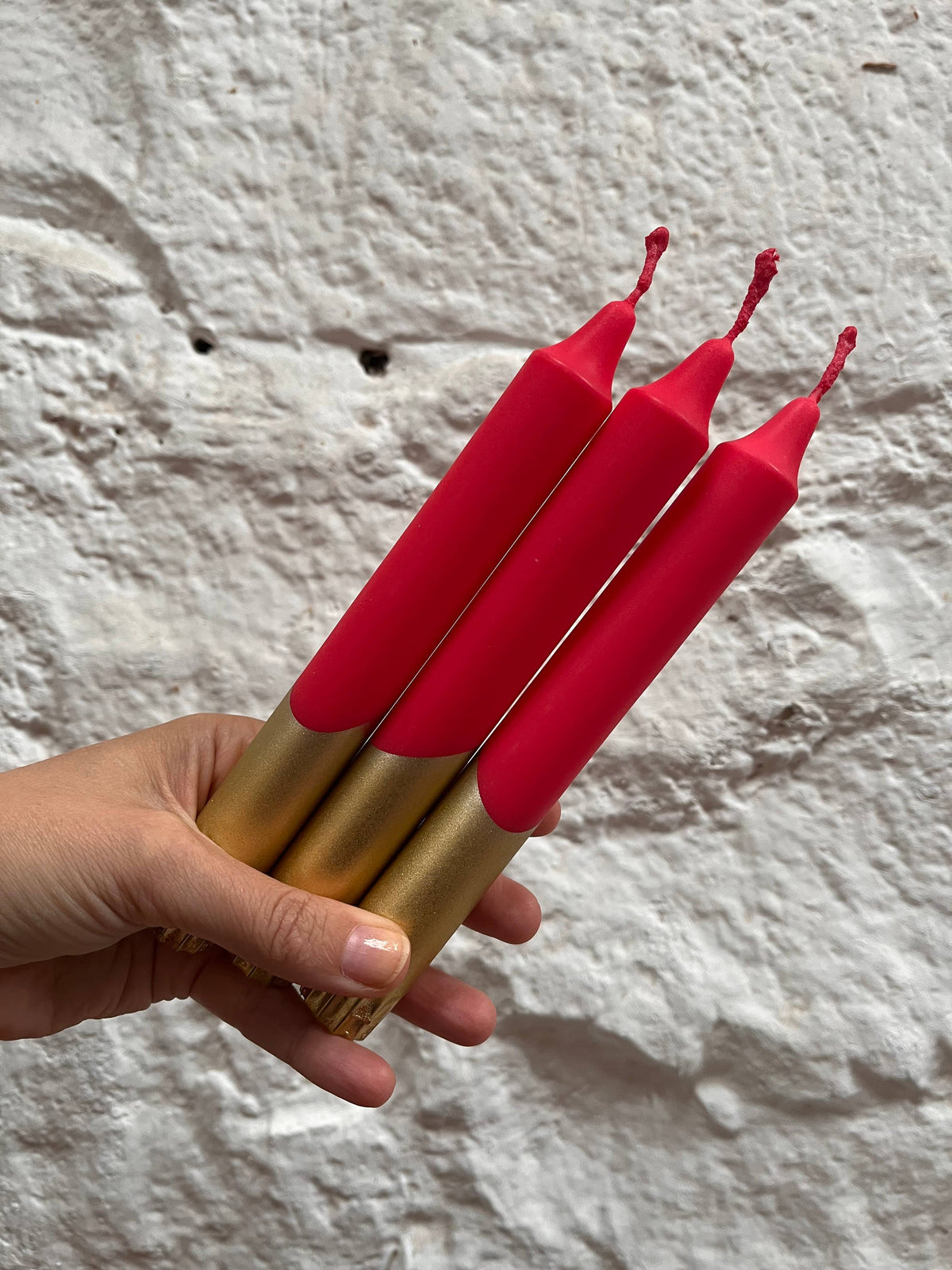 Red with gold dip Dinner Candle 100% Stearin Wax