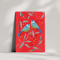 Bluetit A4 Print on Red Background