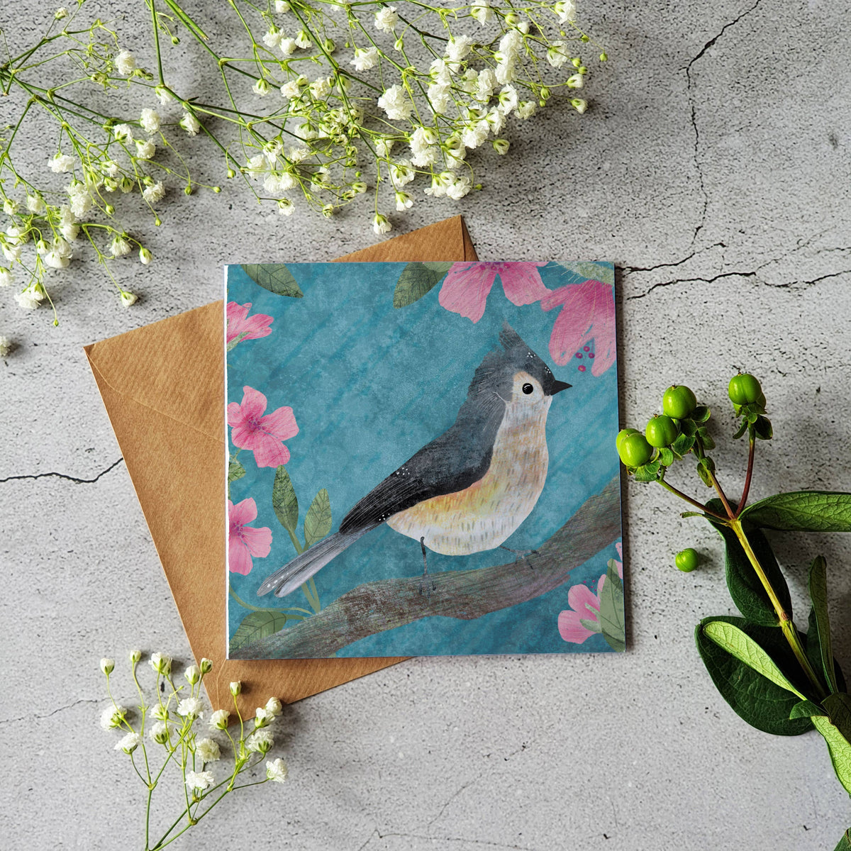 Michigan Bird Card Blue - Blank Inside Card JC-02