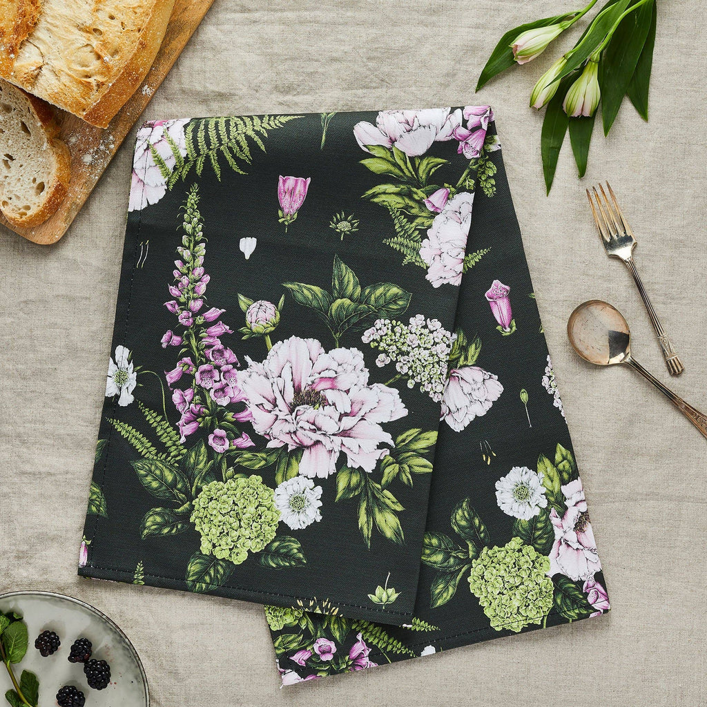 Summer Garden - Tea Towel - Dark Green