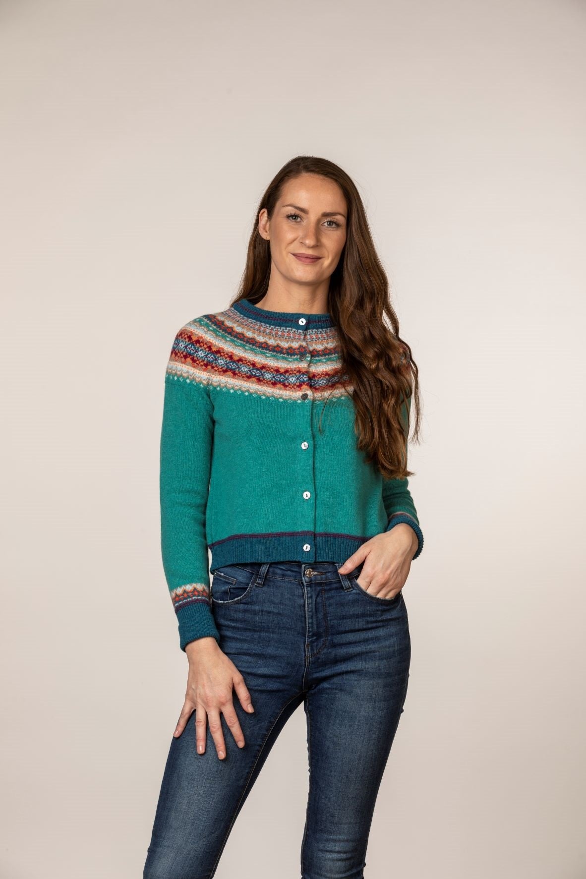 NEW 'Emerald' Alpine Short Cardigan 100% Merino Lambswool designed by ERIBÉ Knitwear
