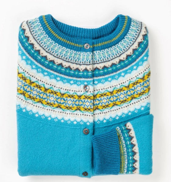 NEW 'Turquoise' Alpine Short Cardigan 100% Merino Lambswool designed by ERIBÉ Knitwear