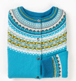 Load image into Gallery viewer, NEW &#39;Turquoise&#39; Alpine Short Cardigan 100% Merino Lambswool designed by ERIBÉ Knitwear
