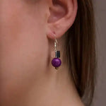 Load image into Gallery viewer, Pretty Pink Acai Seed / Silver Ceramic Cube Earrings
